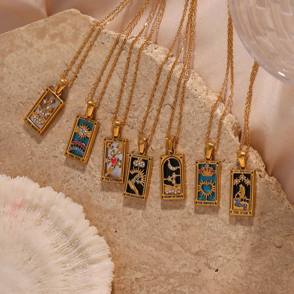 Gold Tarot Card Necklaces