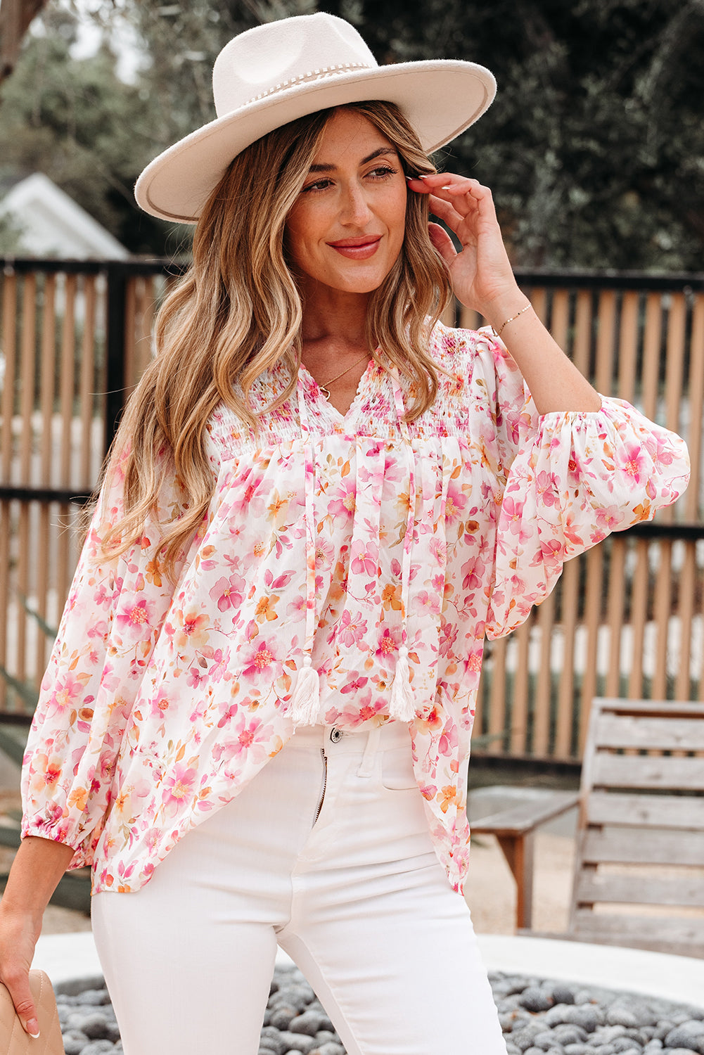 Sienna Floral Tassel Tie Tunic Blouse