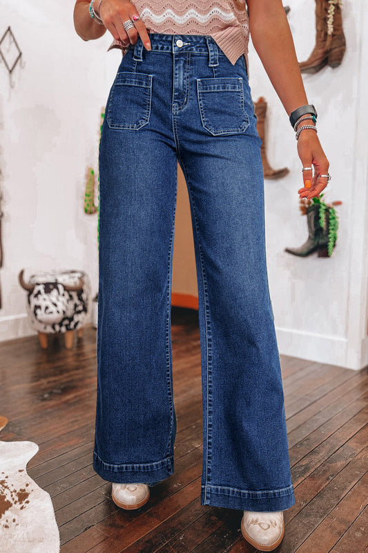 Victoria Wide Leg Pocketed High Waist Jeans