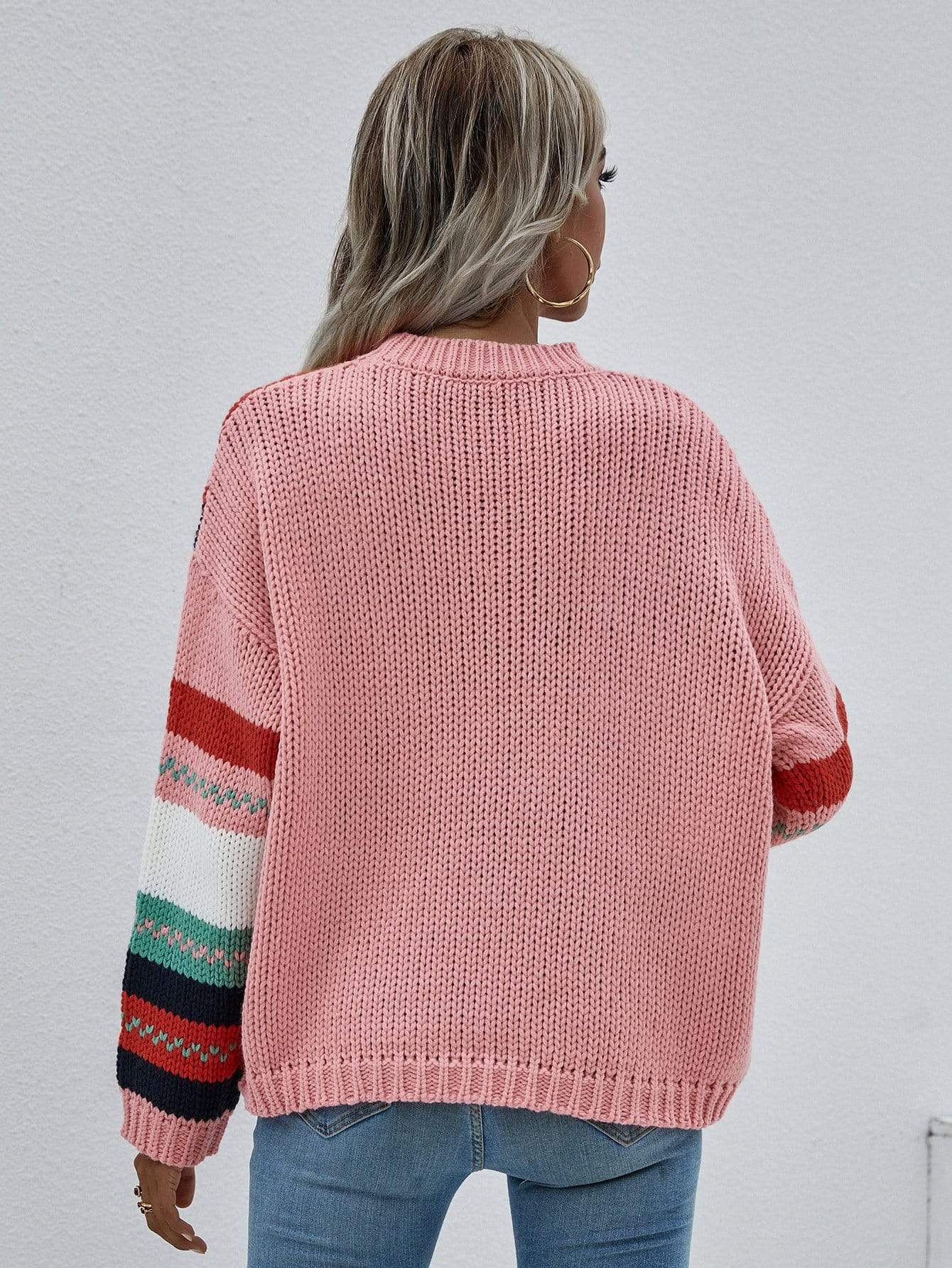 Striped Knitted Long Sleeve Sweater