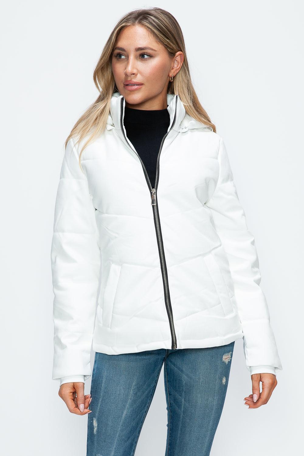 Giulia Pocketed Zip Up Puffer Jacket with Removable Hood