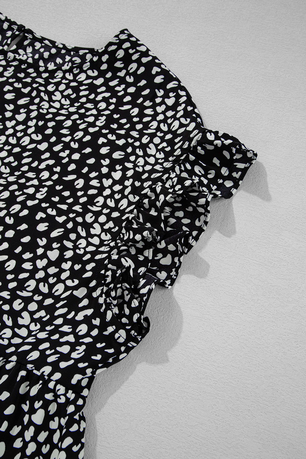 Black Leopard Print Flowy Tiered Plus Size Blouse