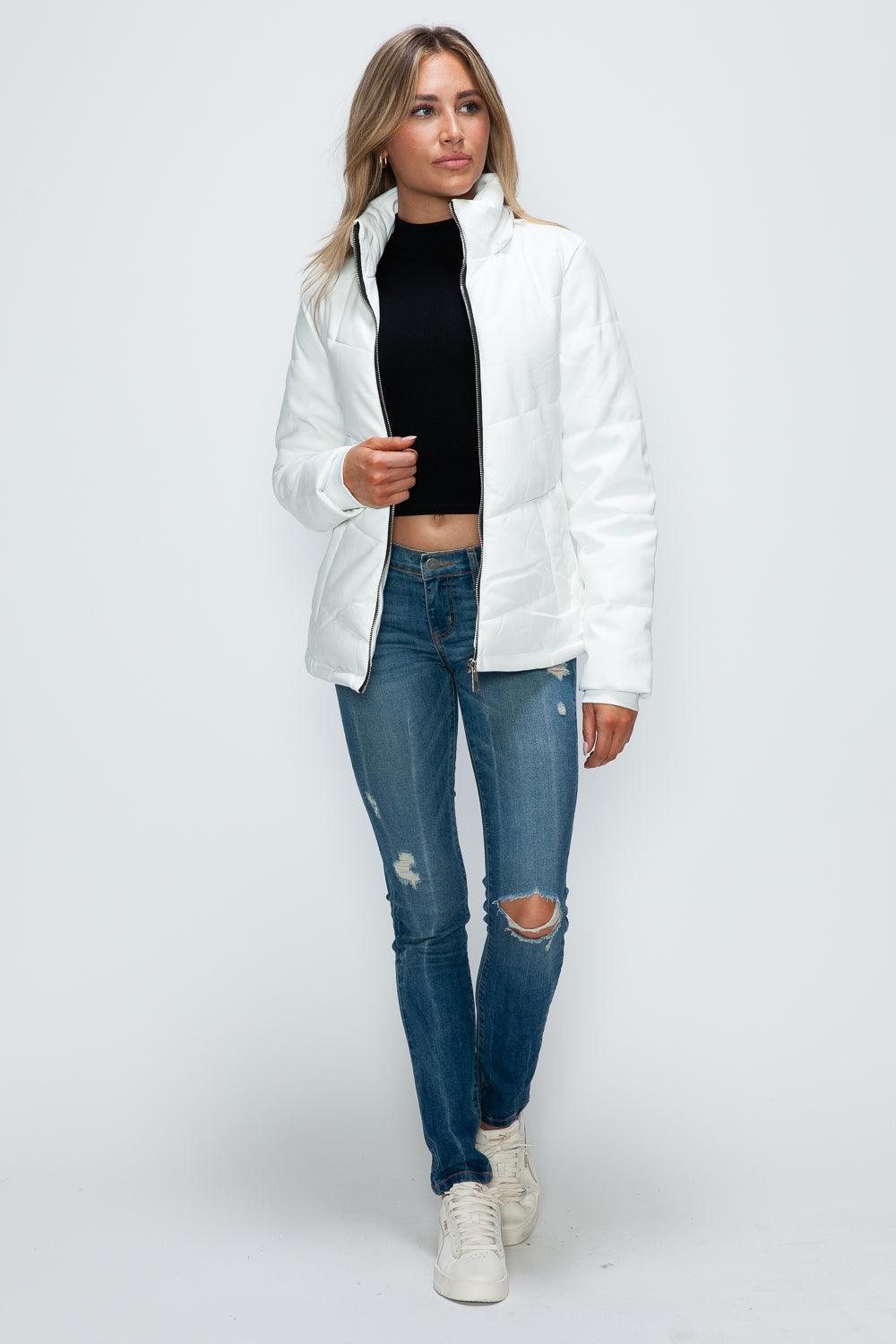 Giulia Pocketed Zip Up Puffer Jacket with Removable Hood
