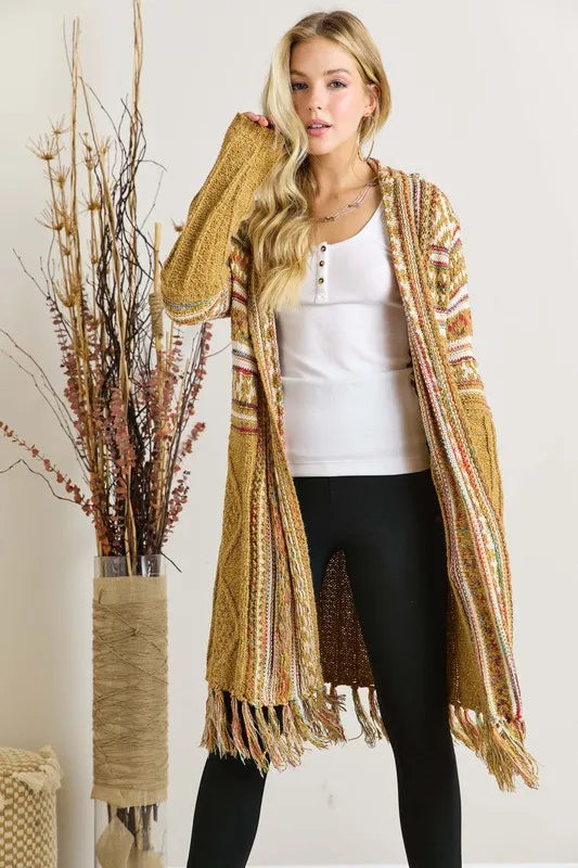 Fringe Hem Aztec Cardigan