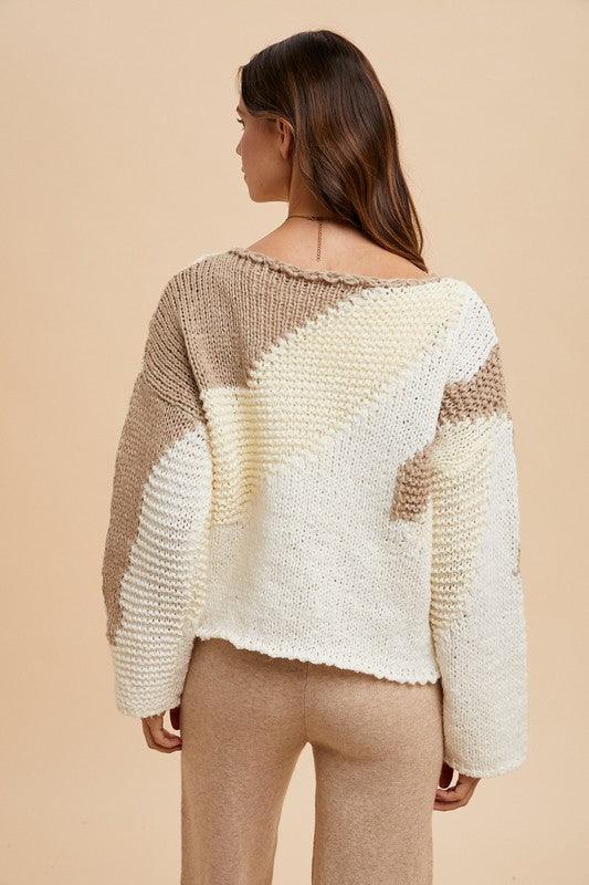A Color Block Drop Shoulder Sweater