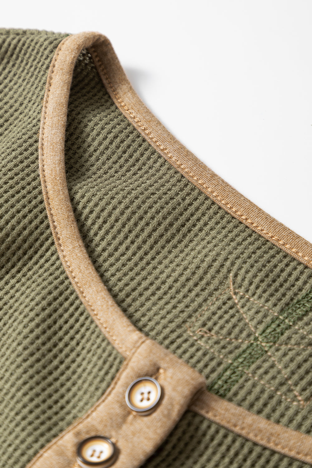 Blake Waffle Textured Tunic Henley Top with Slits