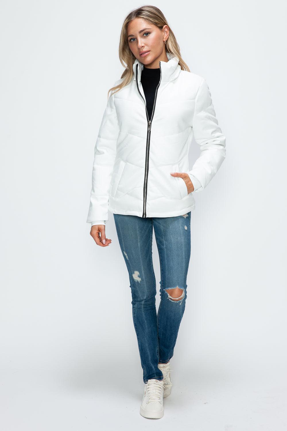 Giulia Pocketed Zip Up Puffer Jacket with Removable Hood