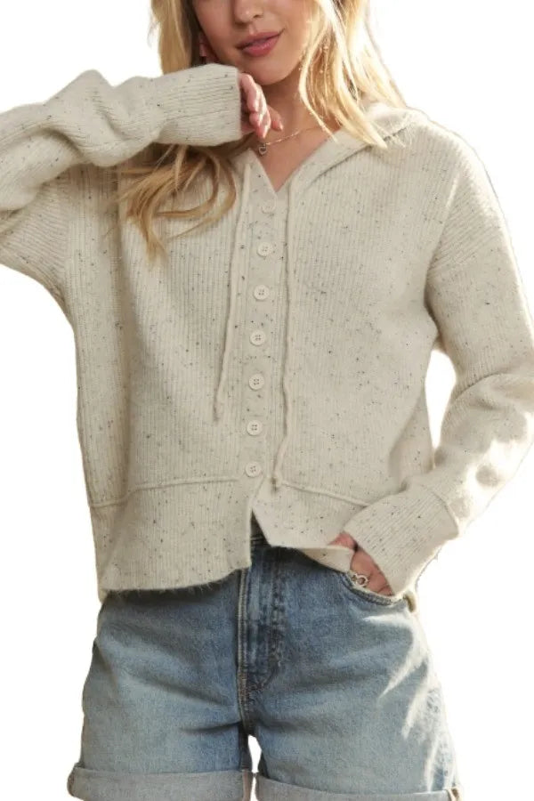 ADORA Hoodie Relaxed Fit  Ribbed Cuffs Sweater Cardigan