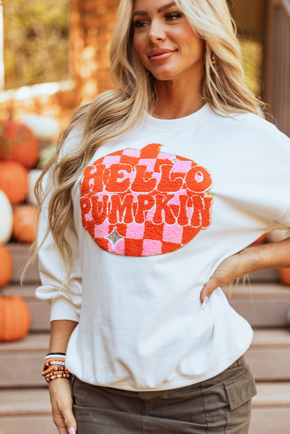 Blair Halloween Pumpkin Patched Pullover Sweatshirt