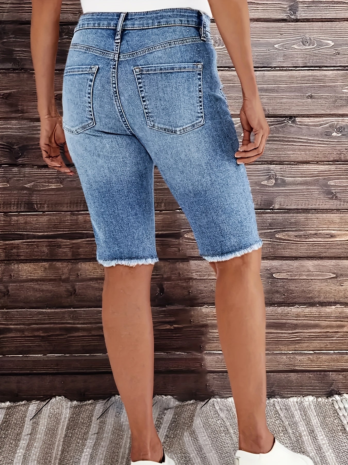 Elegant Stretch Slim Embroidered Mi length Jeans