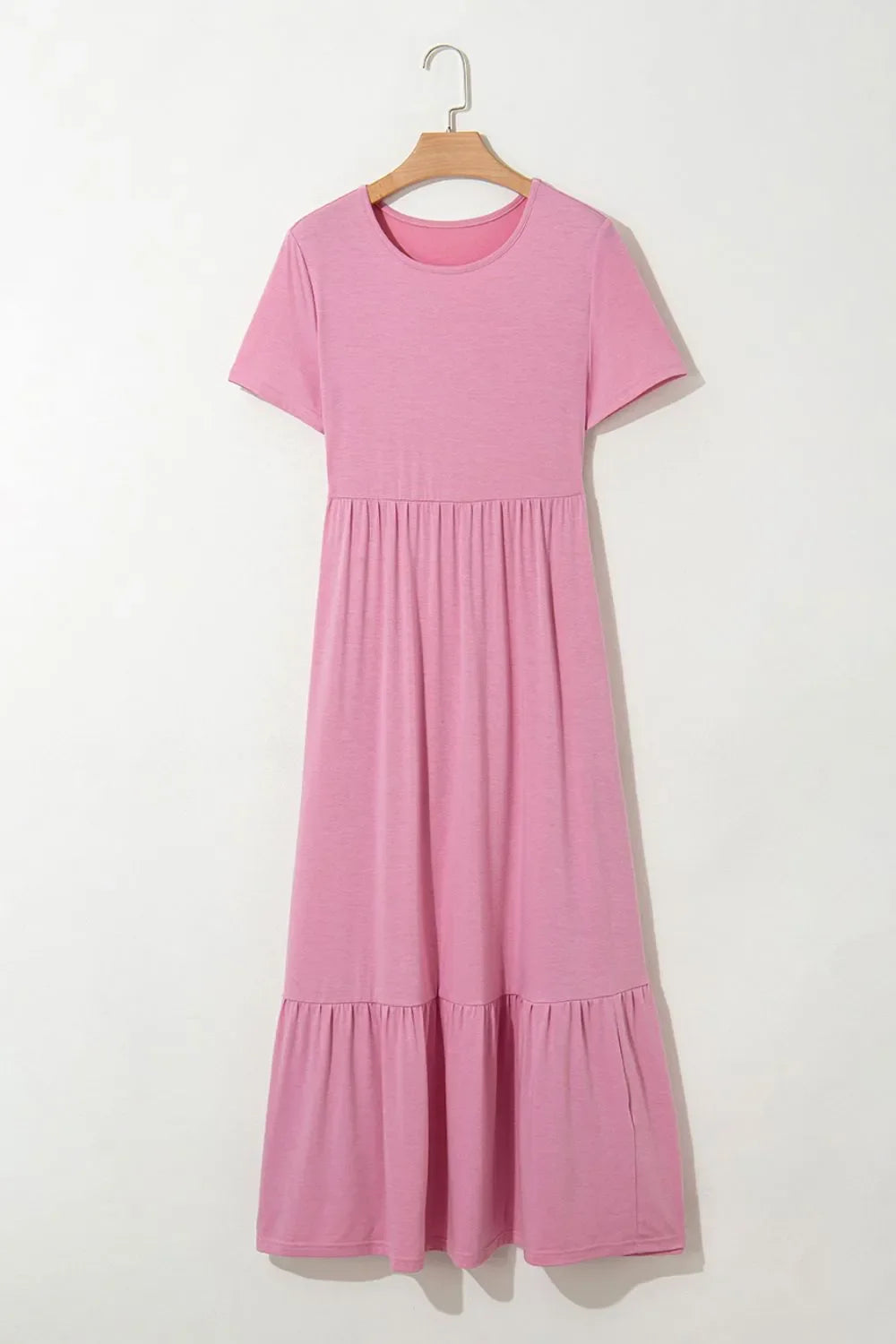 Solid Color High Waist Pocketed Tee Dress