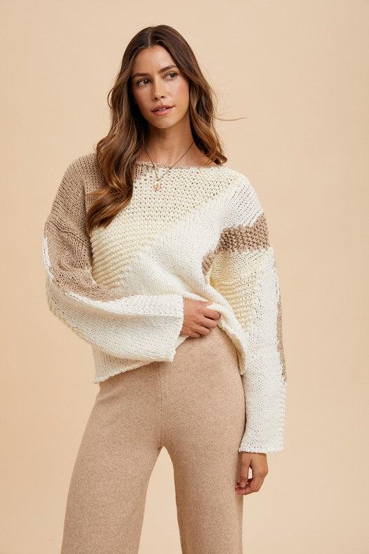 A Color Block Drop Shoulder Sweater
