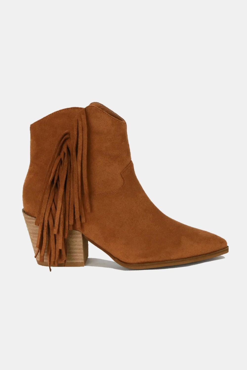 Mayfair Suede Fringe Point Toe Ankle Boots