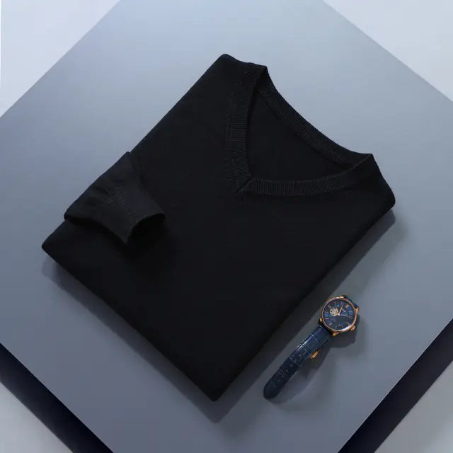 Men's V-Neck Cashmere Sweater - Soft Warm Pullover