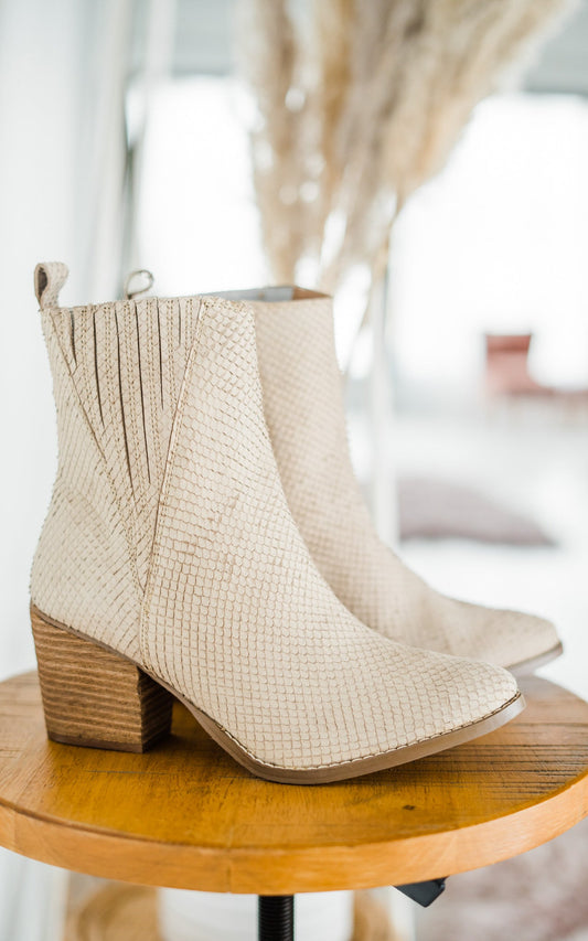"Taris Ankle Boot in Cream