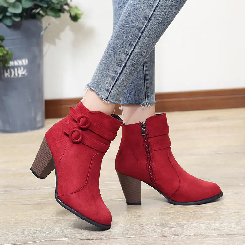Women's Martin Boots - Chunky Heels, Warm Winter Style