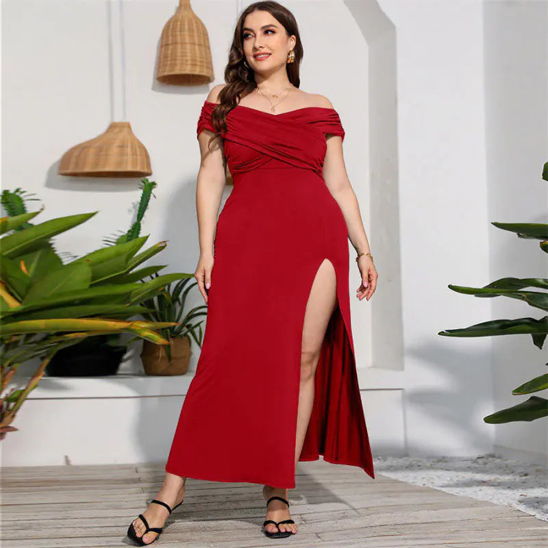 Elegant Plus Size High Waist Split Dress for Women